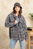 Drawstring Plaid Long Sleeve Hooded Jacket