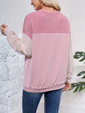 Color Block Round Neck Long Sleeve Sweatshirt