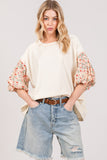 SAGE + FIG Round Neck Bubble Sleeve Oversize Top