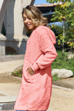 Double Take Full Size Hooded Teddy Bear Jacket with Thumbholes