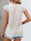 Ruffled Square Neck Cap Sleeve Blouse