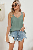 Eyelet V-Neck Double Spaghetti Straps Cami