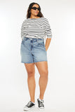 Kancan Full Size Raw Hem High Waist Denim Shorts