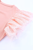 Ruffled Round Neck Cap Sleeve Blouse