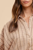 Annie Wear Striped Button Up Half Sleeve Shirt