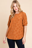 BOMBOM Textured Floral Pattern Top