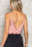 POL Adjustable Strap Lace Trim Cami