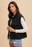 Annie Wear Texture Quilted Snap Down Vest Coat