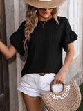 Ruffled Round Neck Short Sleeve Top