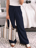 Full Size Drawstring High Waist Wide Leg Pants