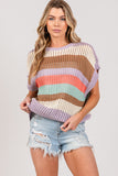 SAGE + FIG Color Block Striped Crochet Sweater