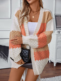 Contrast Open Front Long Sleeve Cardigan