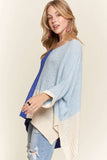 ADORA Side Slit Color Block Long Sleeve Sweater