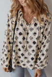 Printed Tie Neck Long Sleeve Blouse