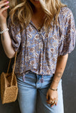 Printed Tie Neck Half Sleeve Blouse