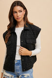 Annie Wear Texture Quilted Snap Down Vest Coat