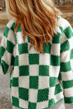 Checkered Snap Down Long Sleeve Jacket