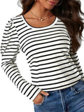 Striped Round Neck Long Sleeve T-Shirt