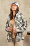 Drawstring Plaid Long Sleeve Hooded Jacket