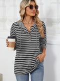 Drawstring Striped Long Sleeve Hoodie