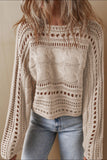 Openwork Cable Knit Long Sleeve Sweater