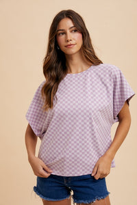 Annie Wear Checkered Round Neck Short Sleeve T-Shirt