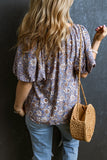 Printed Tie Neck Half Sleeve Blouse