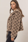 HYFVE Zip Up Sherpa Checkered Hooded Jacket