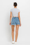 Lovervet Stepped Waist Raw Hem Denim Shorts