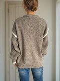 Contrast Trim Round Neck Dropped Shoulder Sweater