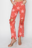 RISEN Full Size Distressed Raw Hem Star Pattern Jeans