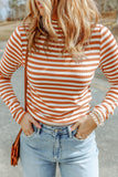 Striped Mock Neck Long Sleeve Top