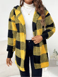 Plaid Long Sleeve Hooded Coat