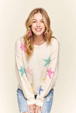 ADORA Stars Pattern Round Neck Drop Shoulder Sweater