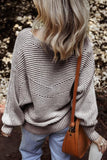 Textured Striped Round Neck Long Sleeve Top