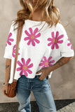 Flower Round Neck Half Sleeve T-Shirt