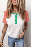 Color Block Round Neck Short Sleeve T-Shirt