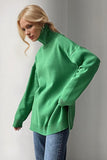 Basic Bae Side Slit Turtleneck Dropped Shoulder Sweater