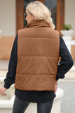 Pocketed Zip Up Turtleneck Vest Coat