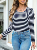 Striped Round Neck Long Sleeve T-Shirt