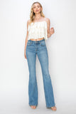 RISEN Mid Rise Flare Jeans with Pockets