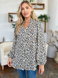 Double Take Full Size Leopard Long Sleeve Blouse