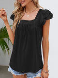 Ruffled Square Neck Cap Sleeve Blouse