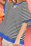 Striped Round Neck Half Sleeve T-Shirt