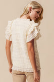 Oh Full Size Frill Notched Flounce Sleeve Blouse