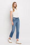 Vervet by Flying Monkey High Rise Frayed Hem Straight Jeans