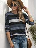 Full Size Striped Round Neck Long Sleeve T-Shirt Plus Size