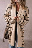 Striped Open Front Long Sleeve Cardigan