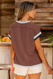 Color Block Round Neck Cap Sleeve T-Shirt