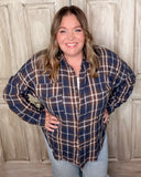 Plaid To Meet You button down - Navy